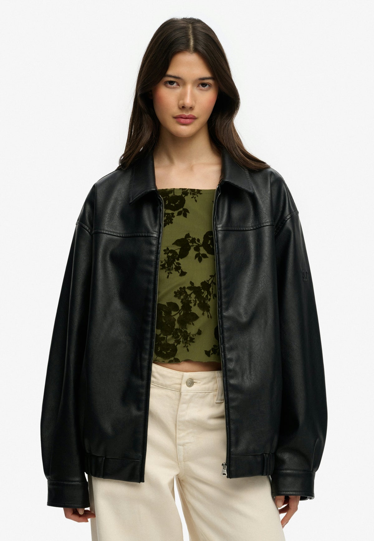 Collared Oversized Bomber Jacket