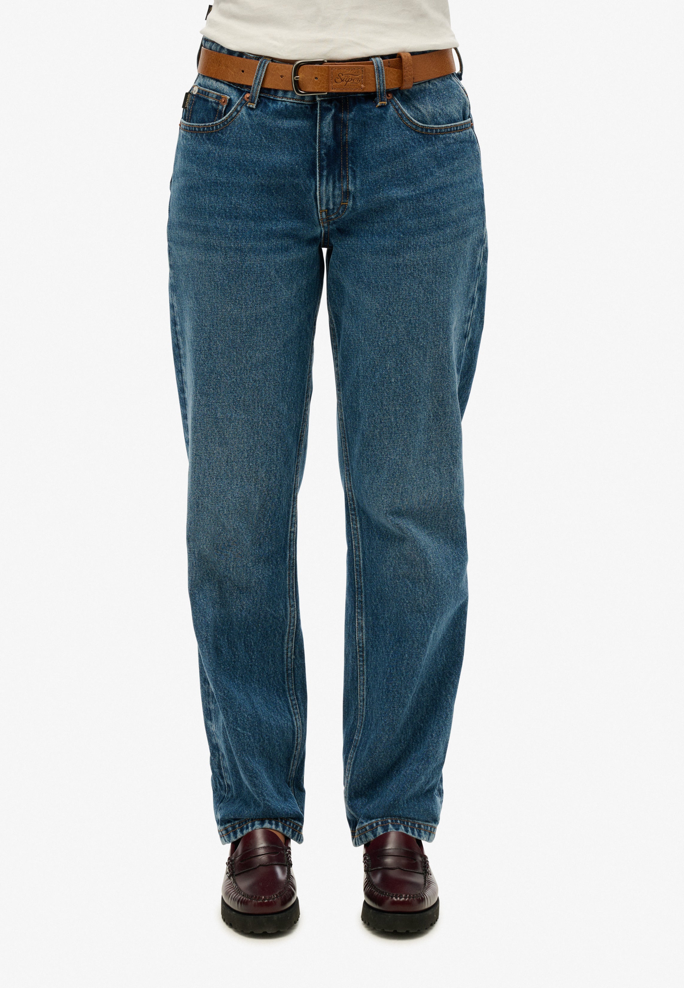 Mid Rise Straight Leg Jeans