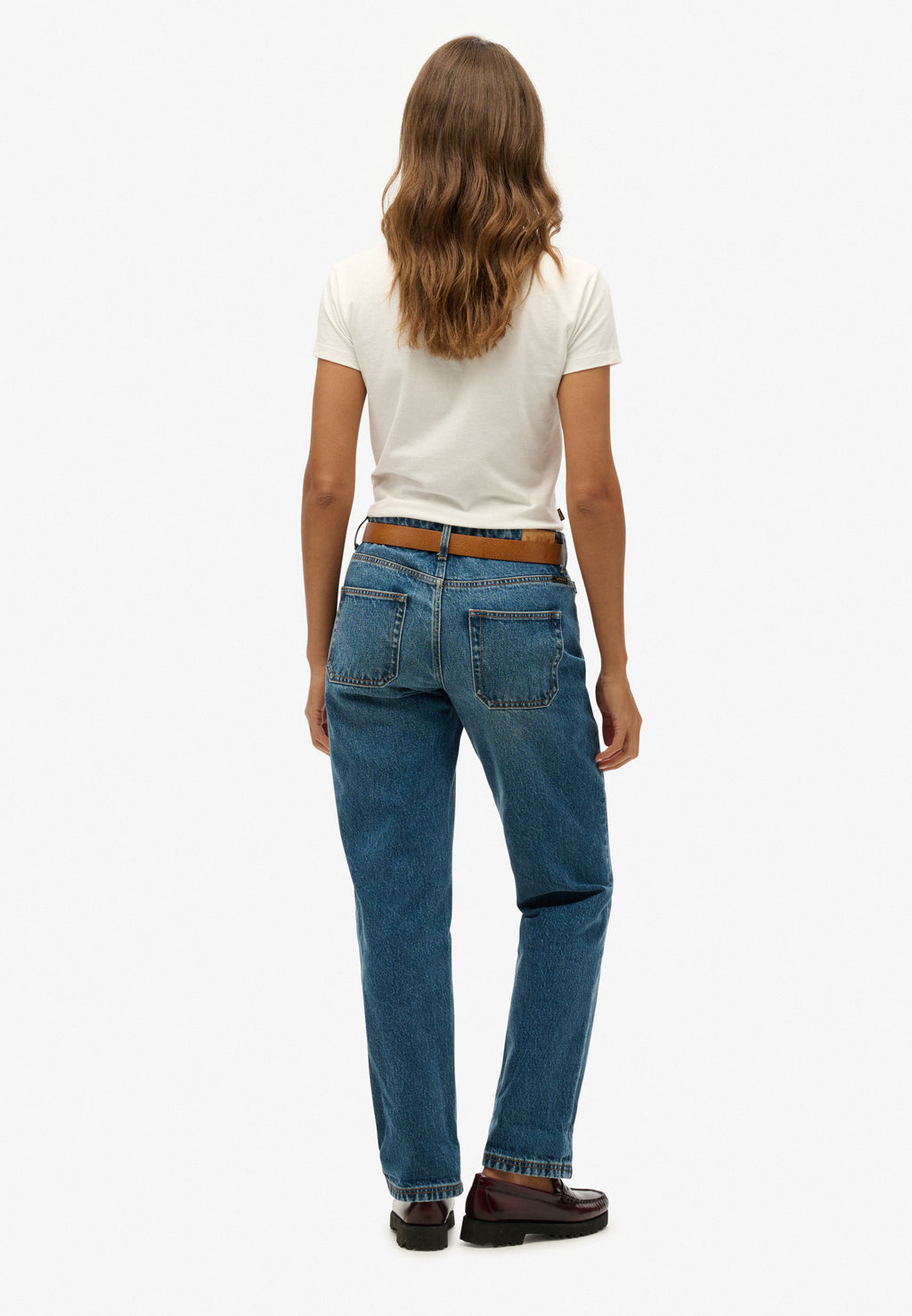 Mid Rise Straight Leg Jeans
