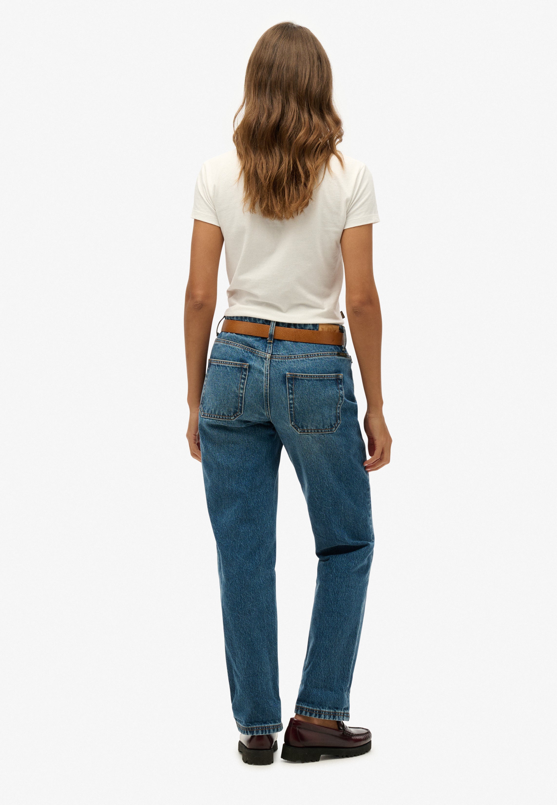 Mid Rise Straight Leg Jeans