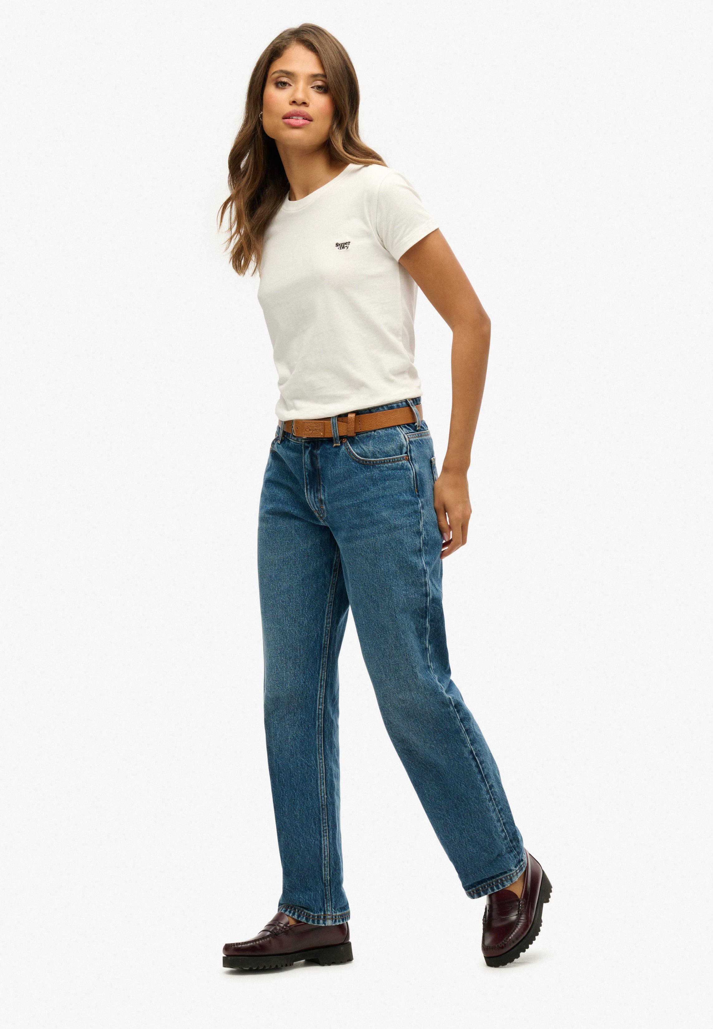 Mid Rise Straight Leg Jeans
