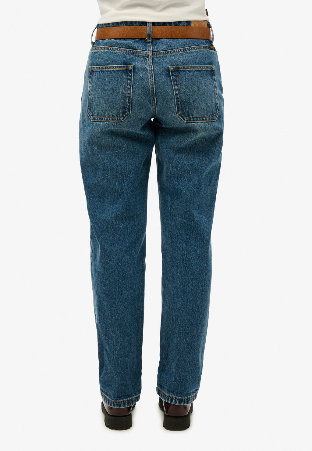 Mid Rise Straight Leg Jeans