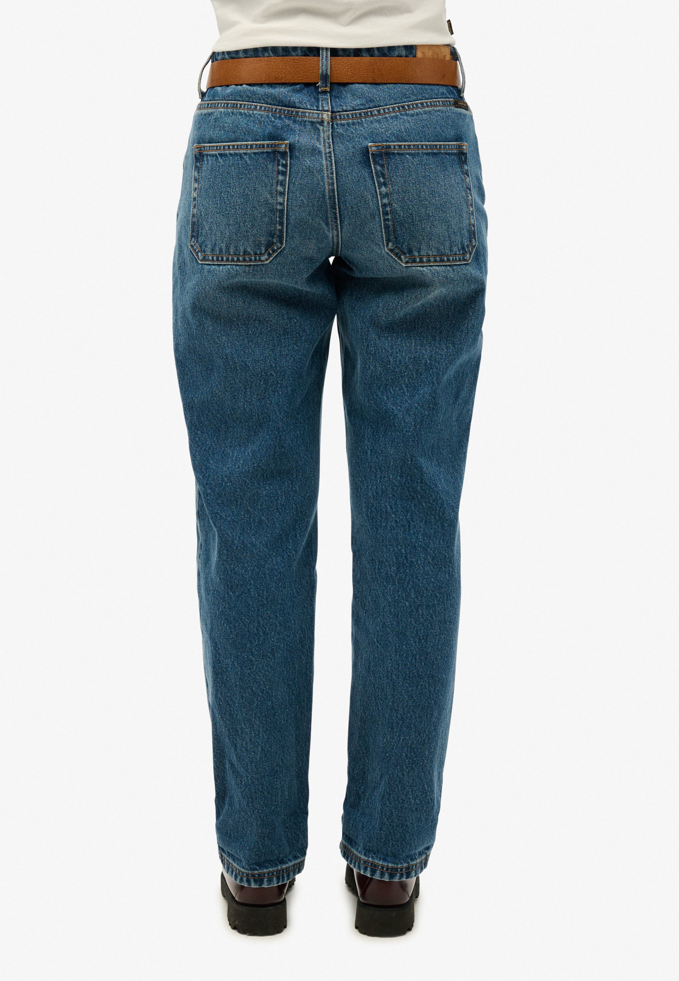 Mid Rise Straight Leg Jeans