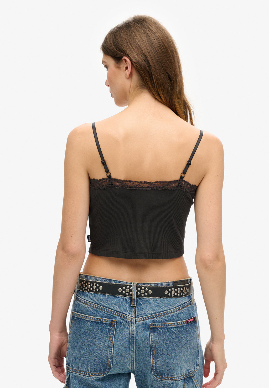 Athletic Essentials Lace Trim Cropped Cami Top