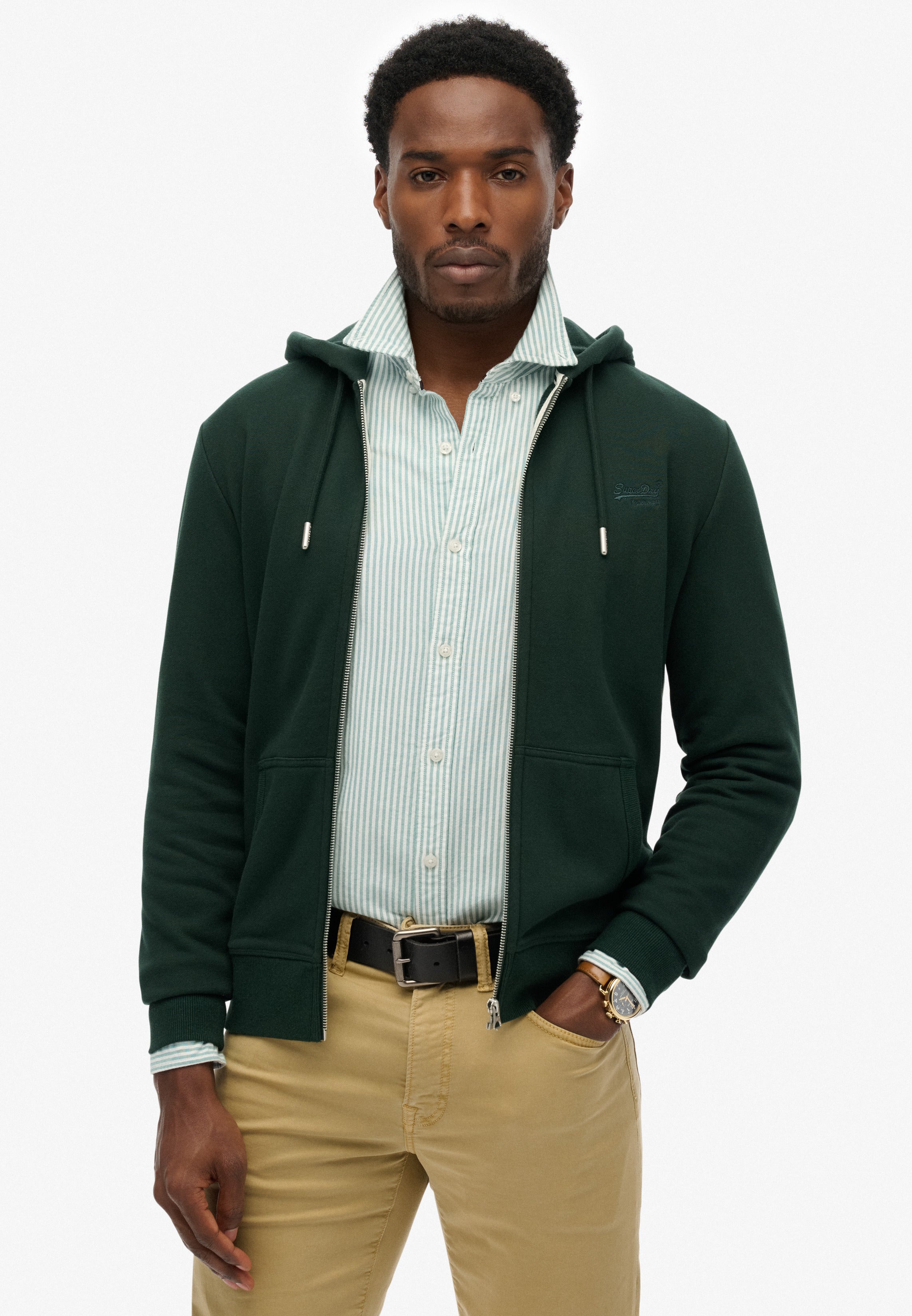Essential Logo Half Brushed Zip Hoodie