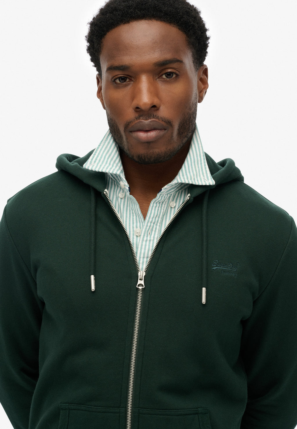 Essential Logo Half Brushed Zip Hoodie