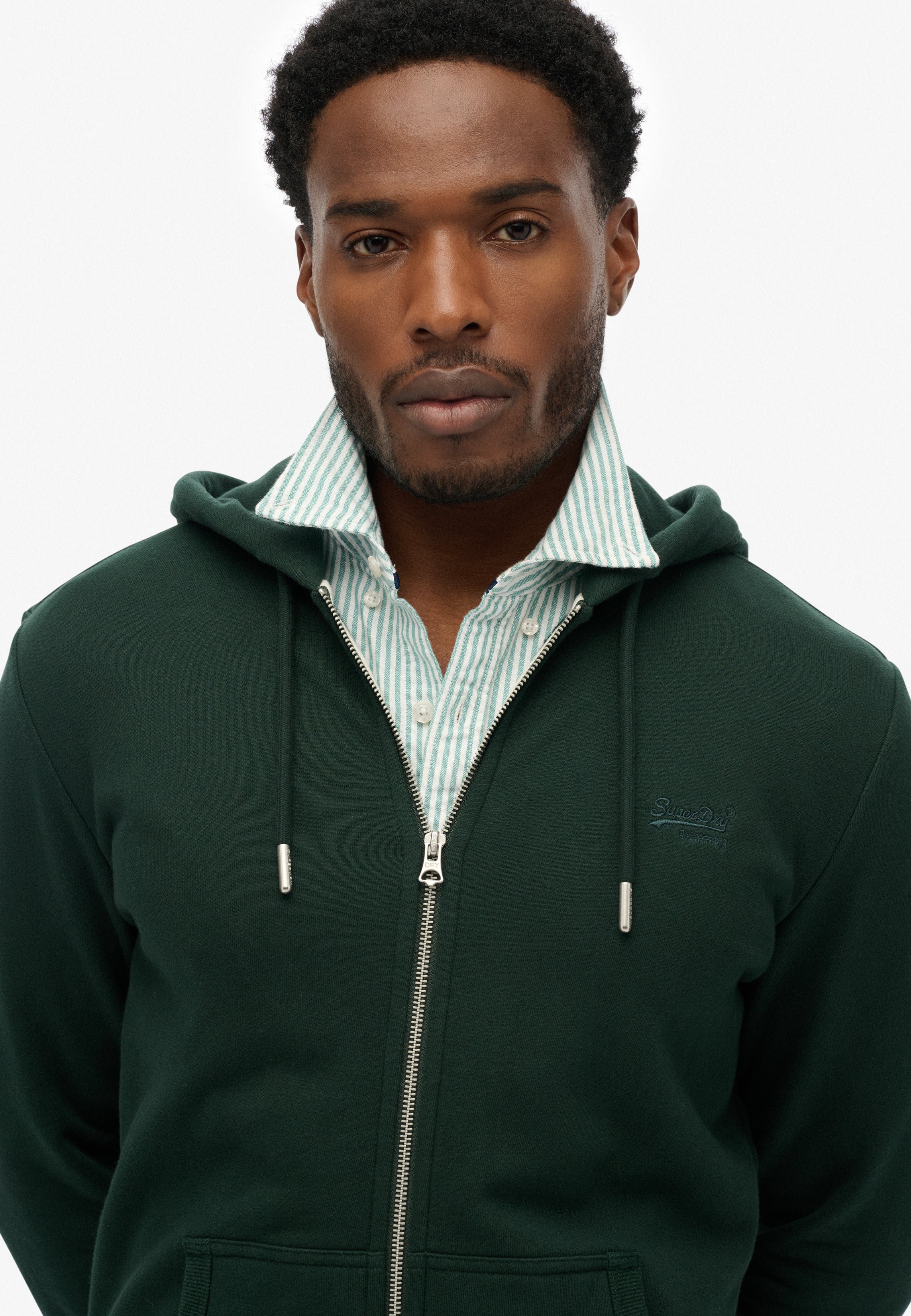 Essential Logo Half Brushed Zip Hoodie