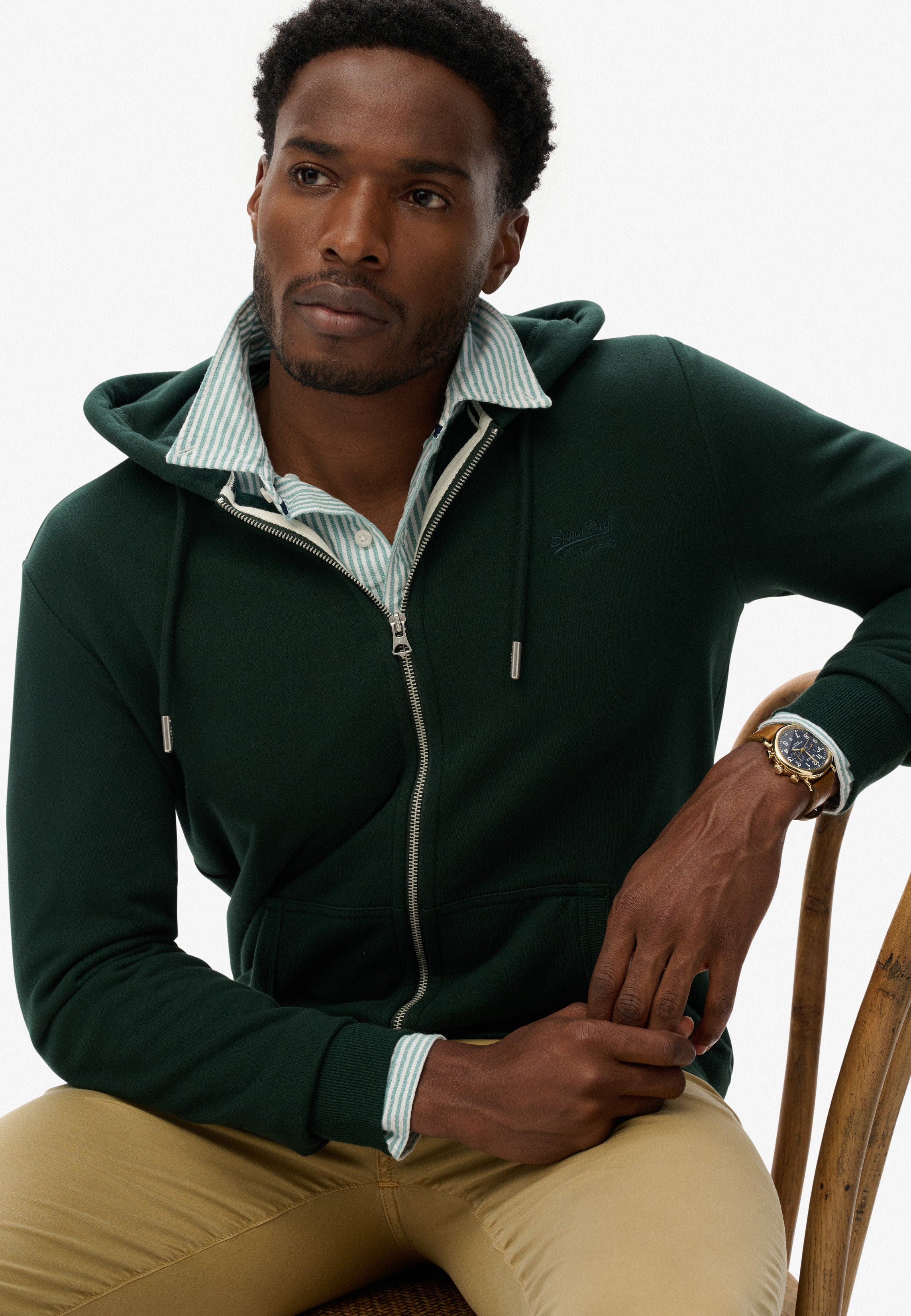 Essential Logo Half Brushed Zip Hoodie