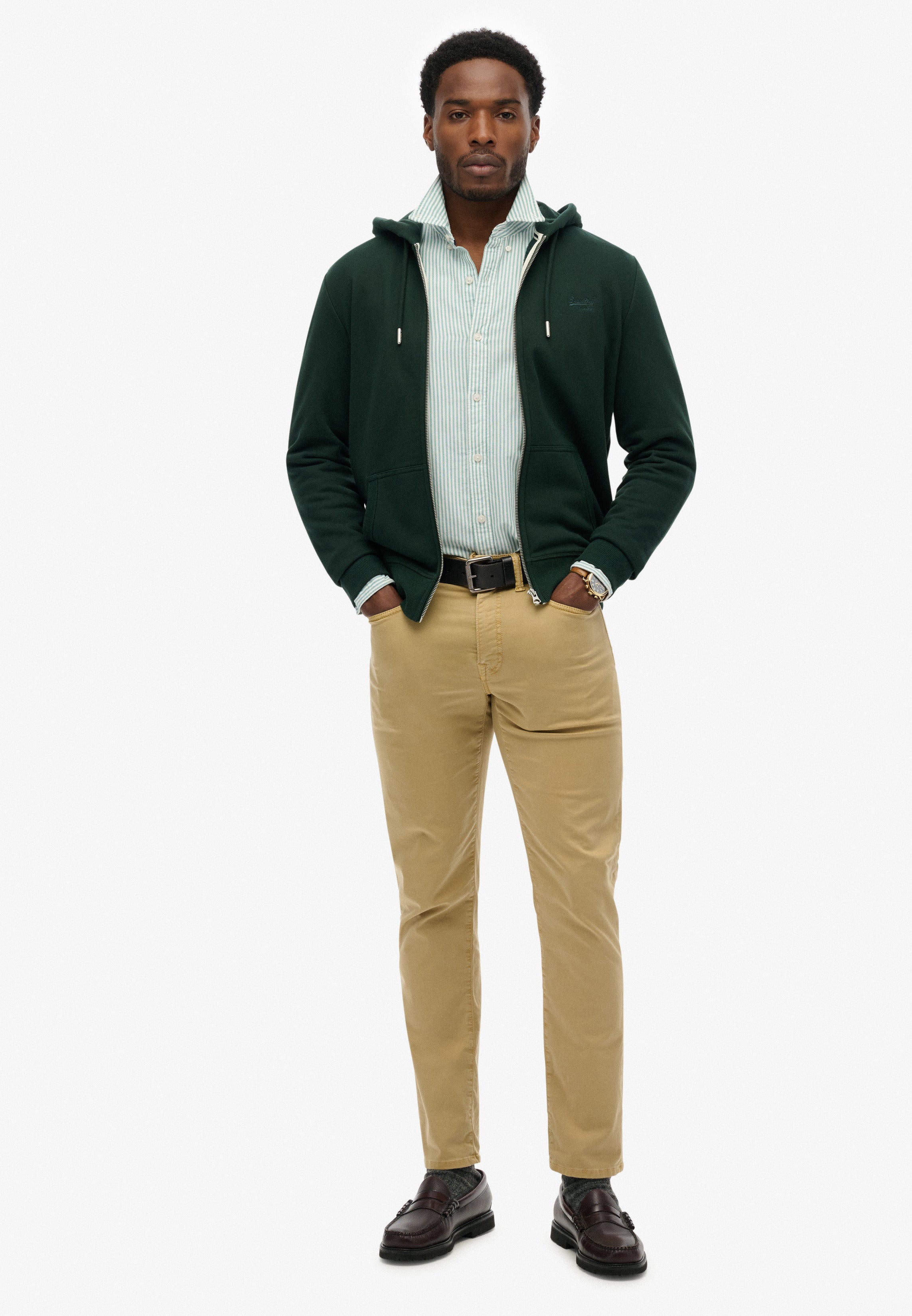 Essential Logo Half Brushed Zip Hoodie