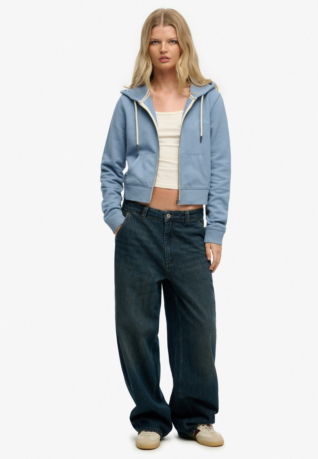 Essential Logo Cropped Zip Hoodie
