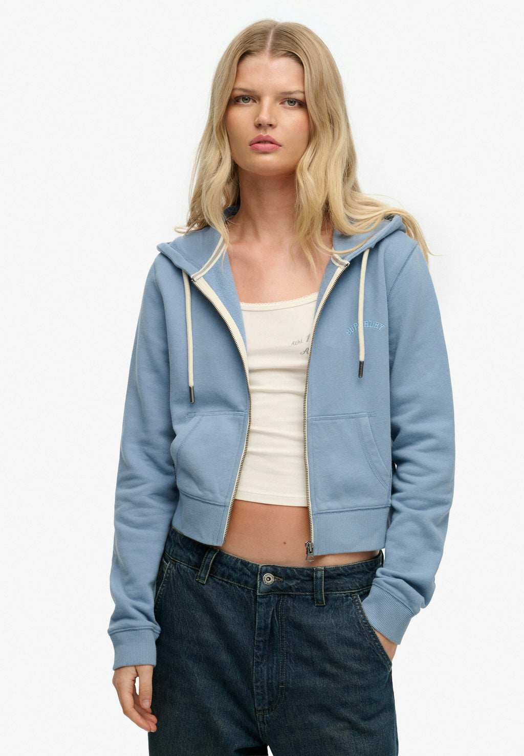 Essential Logo Cropped Zip Hoodie