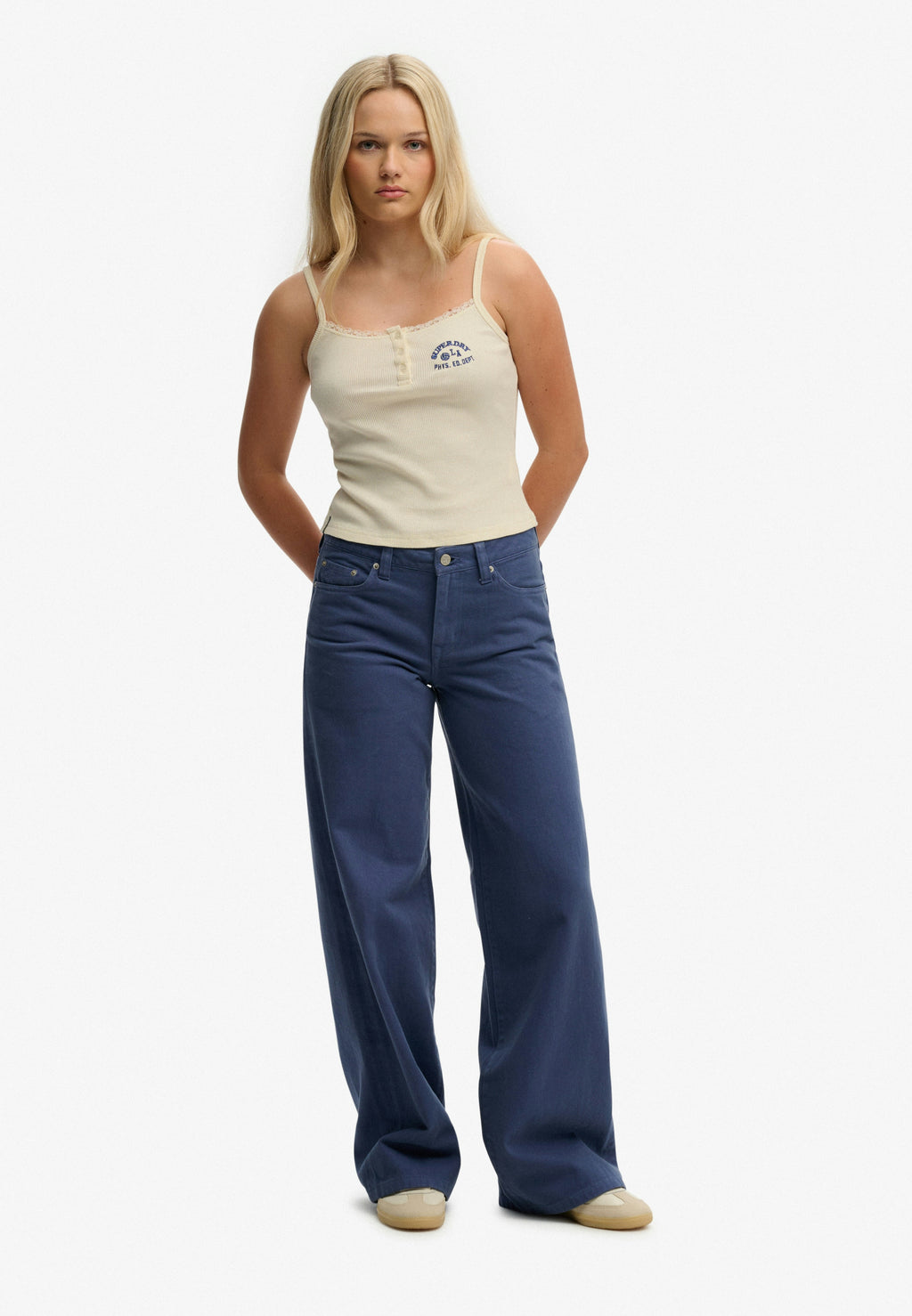 Athletic Essentials Embroidered Button Cami Top
