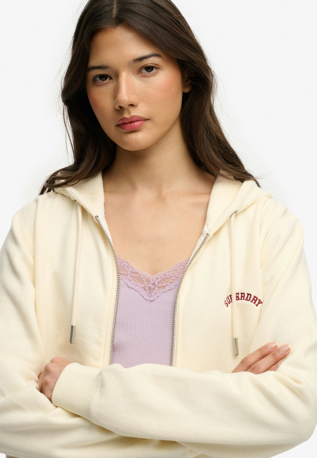 Essential Logo Cropped Zip Hoodie