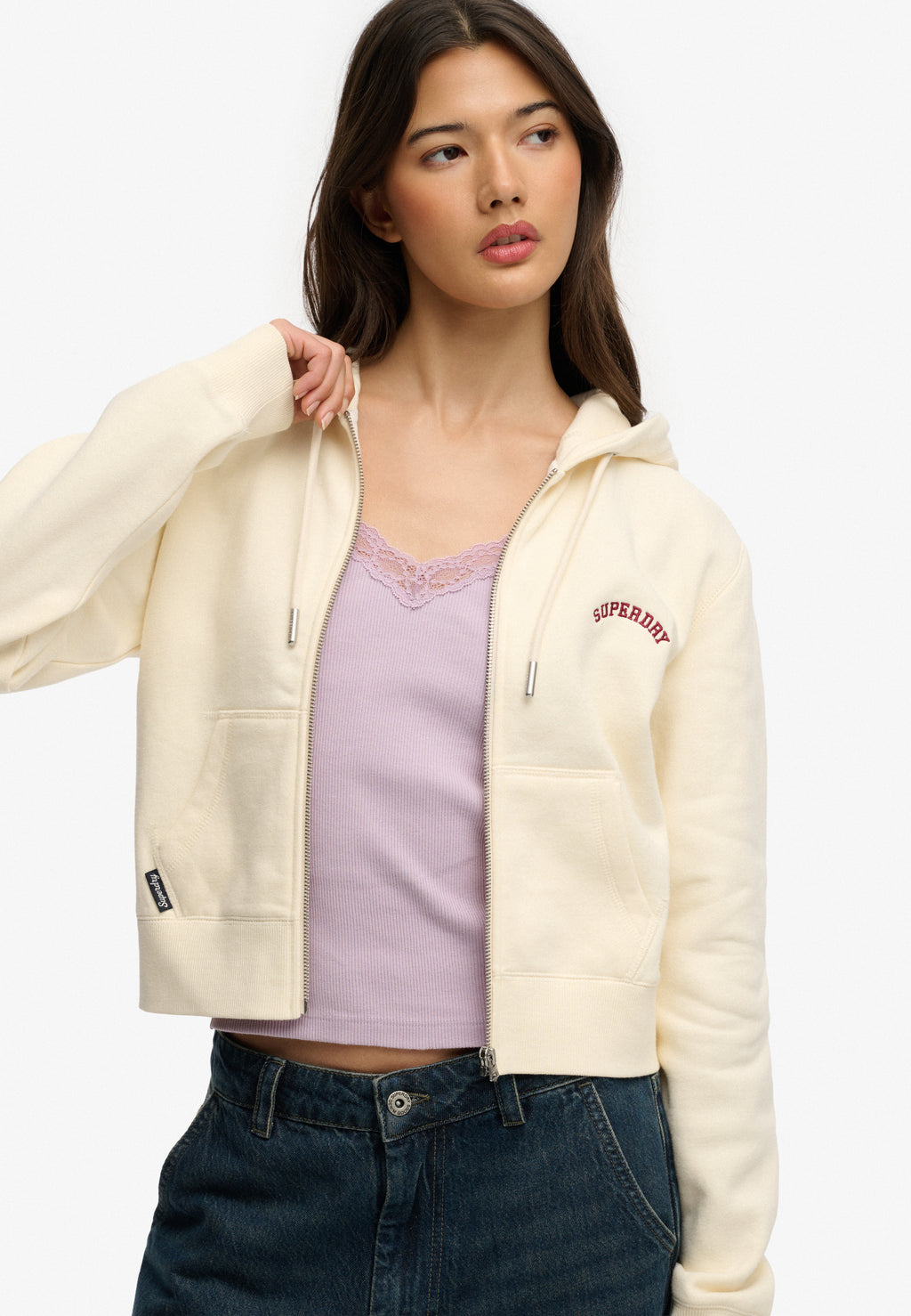 Essential Logo Cropped Zip Hoodie