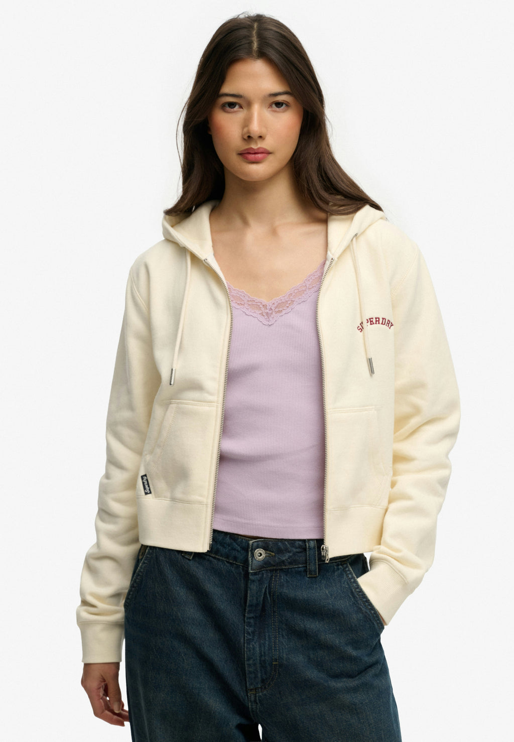Essential Logo Cropped Zip Hoodie