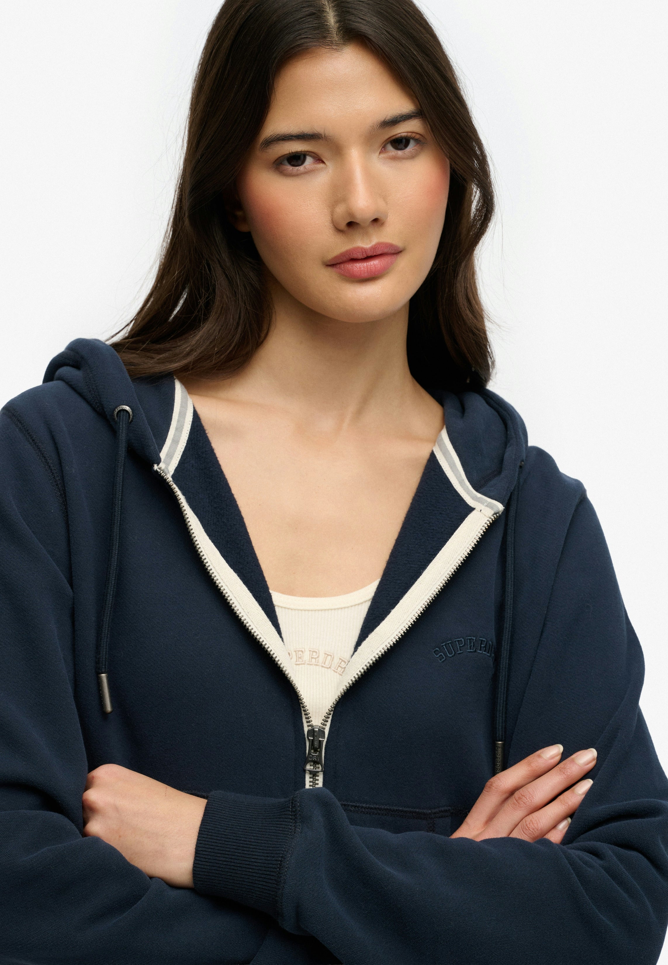 Essential Logo Cropped Zip Hoodie