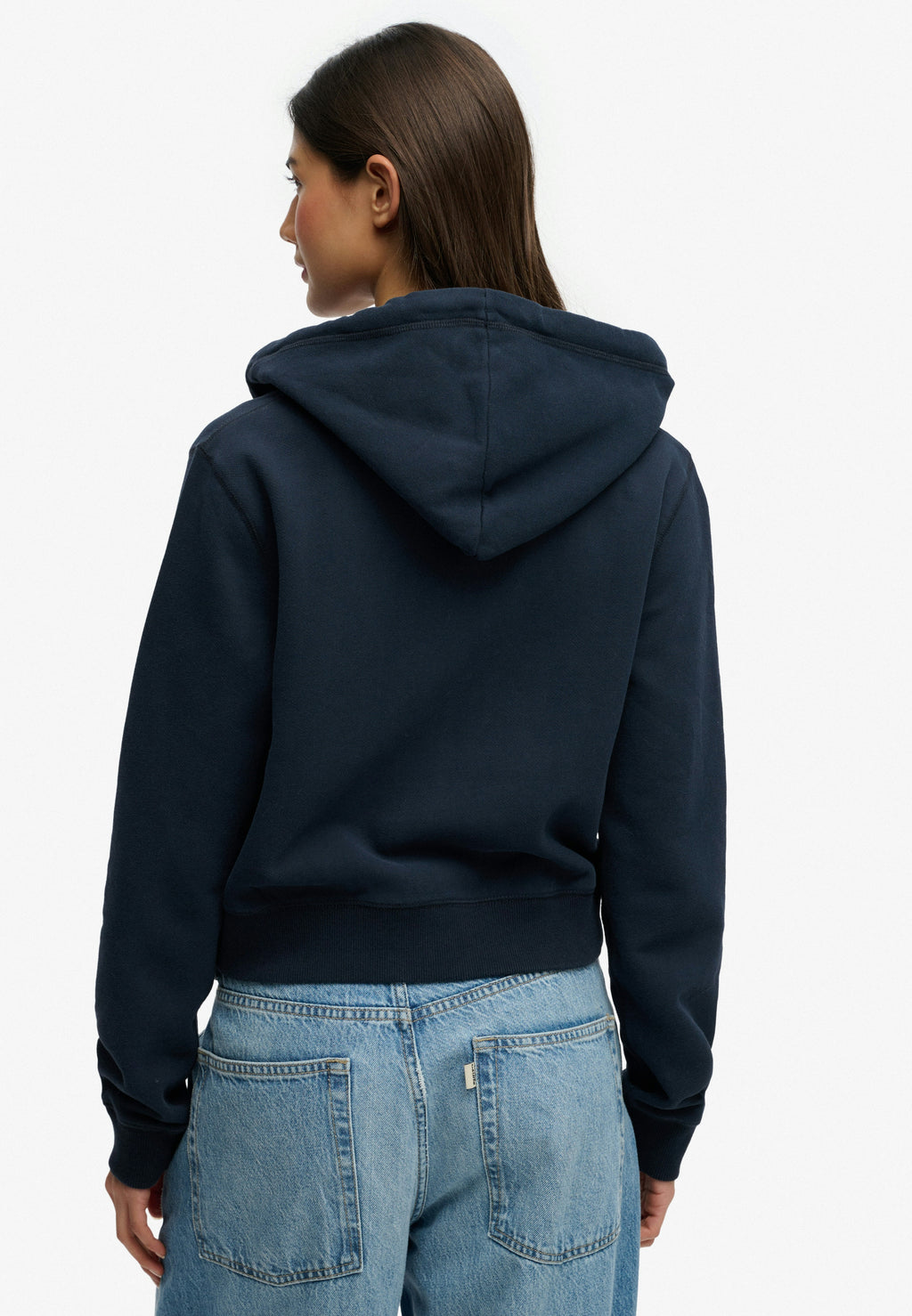 Essential Logo Cropped Zip Hoodie
