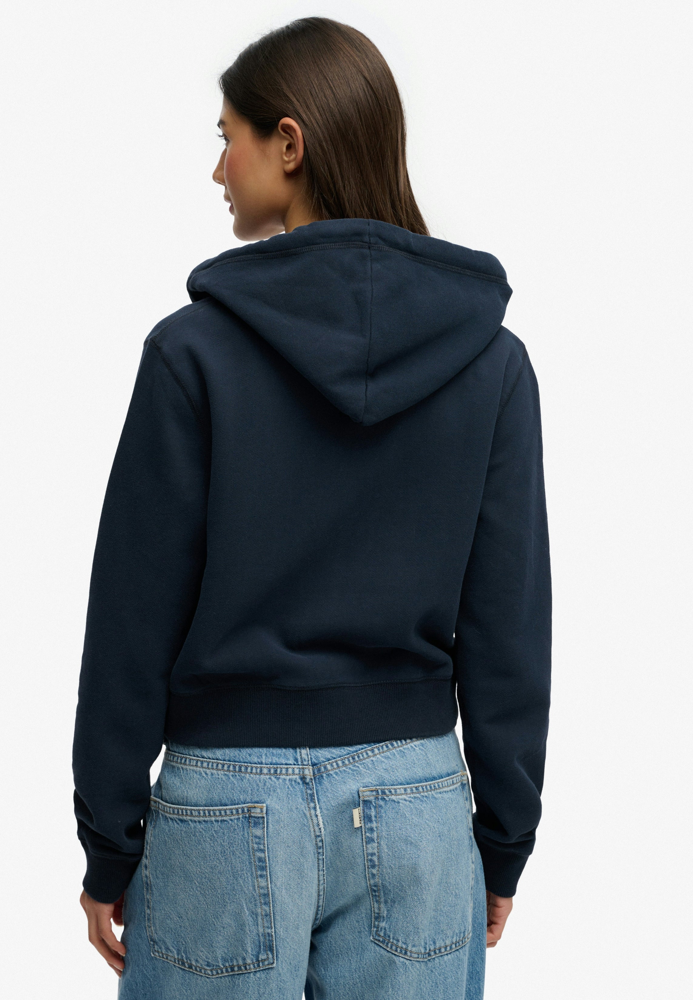 Essential Logo Cropped Zip Hoodie