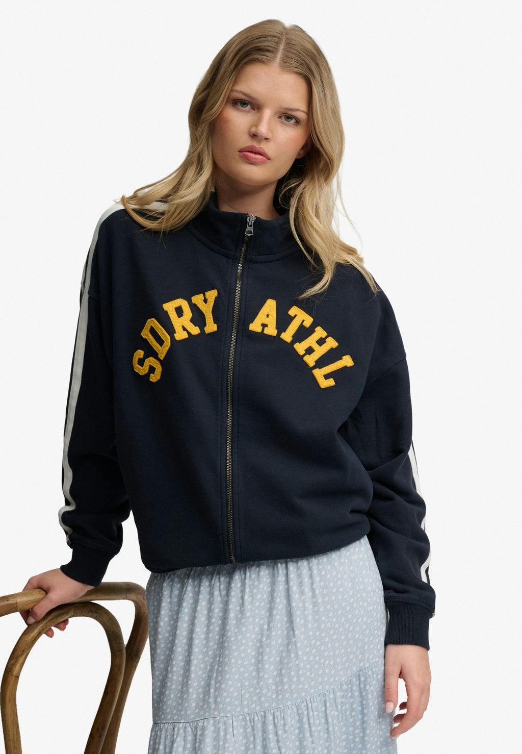 Athletic Essentials Applique Loose Zip Track Top