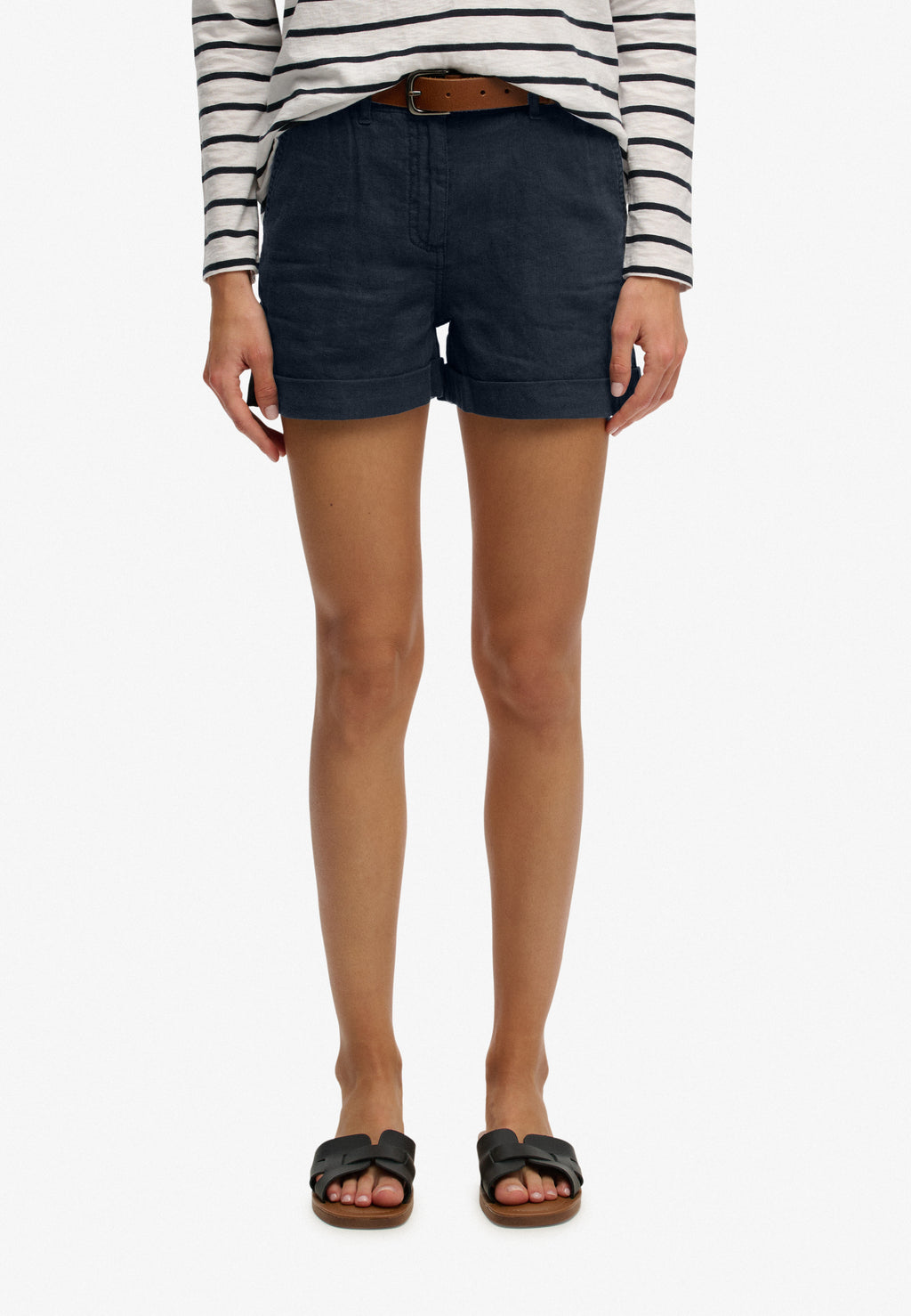 Mid Rise Linen Shorts