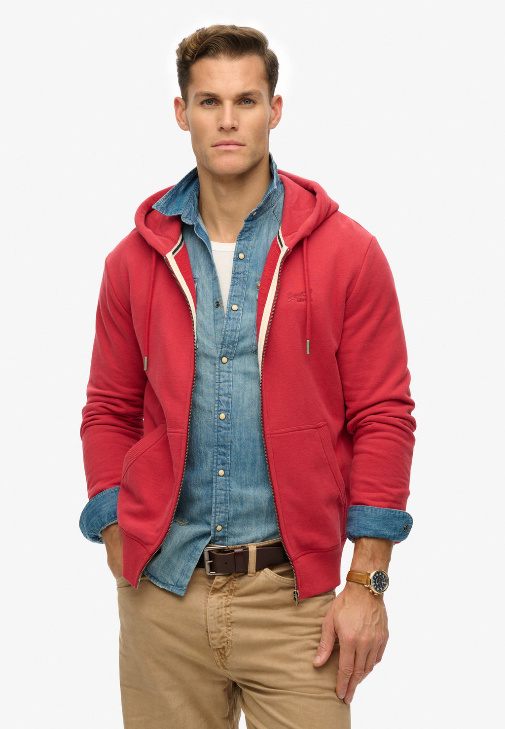 Essential Logo Half Brushed Zip Hoodie
