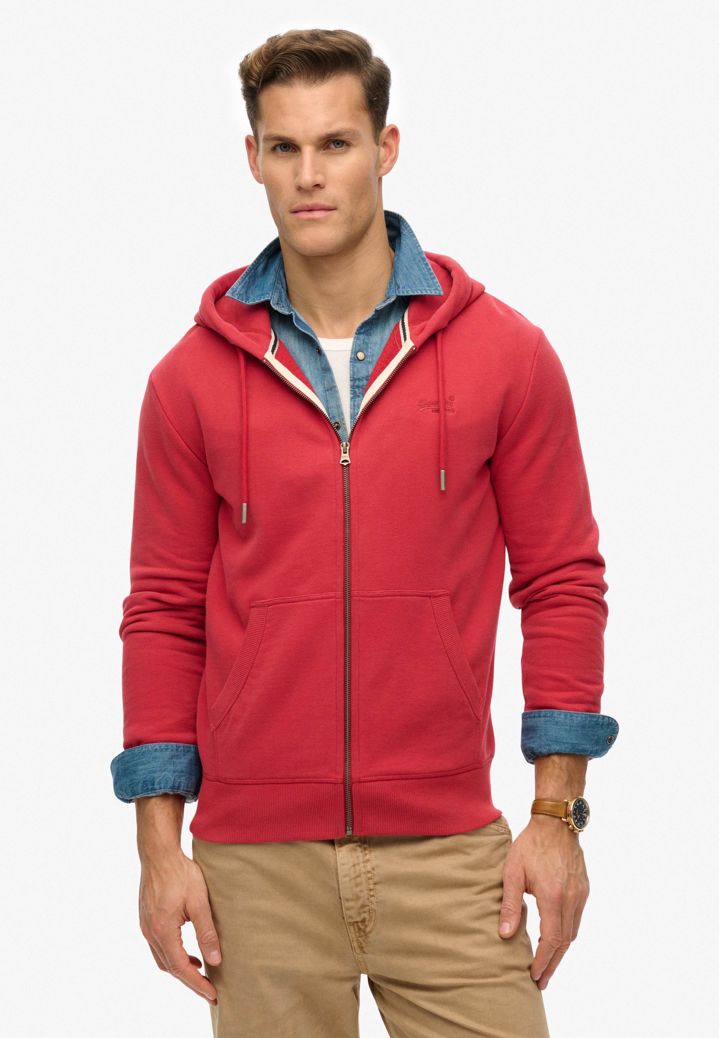 Essential Logo Half Brushed Zip Hoodie