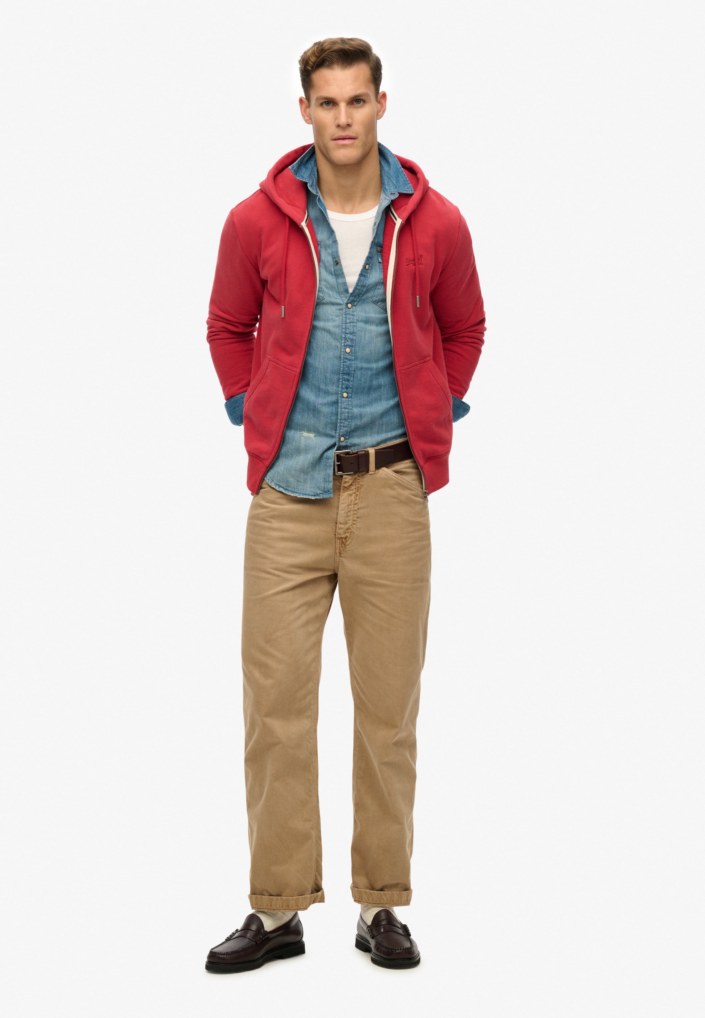 Essential Logo Half Brushed Zip Hoodie