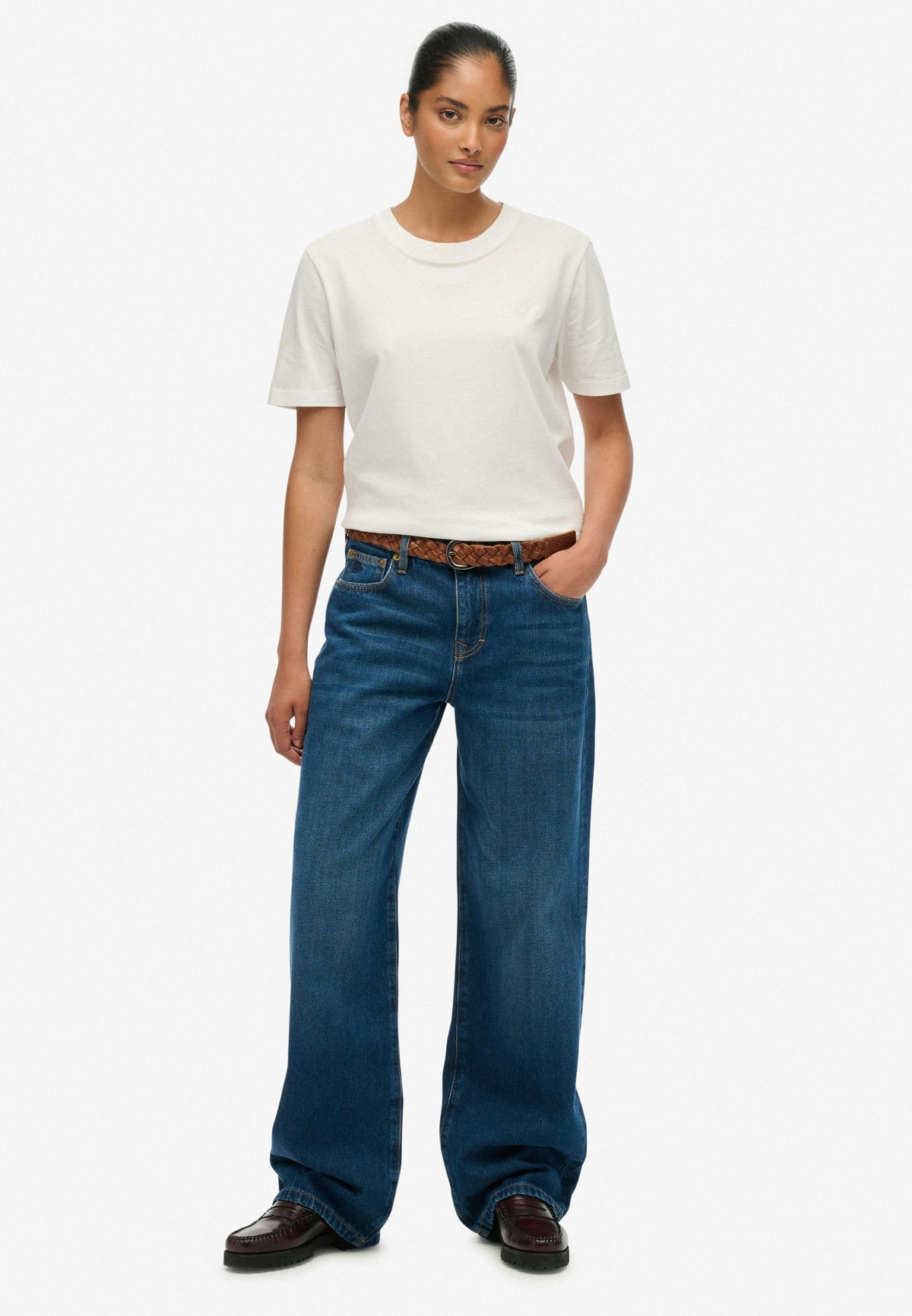 Organic Cotton Mid Rise Wide Leg Jeans