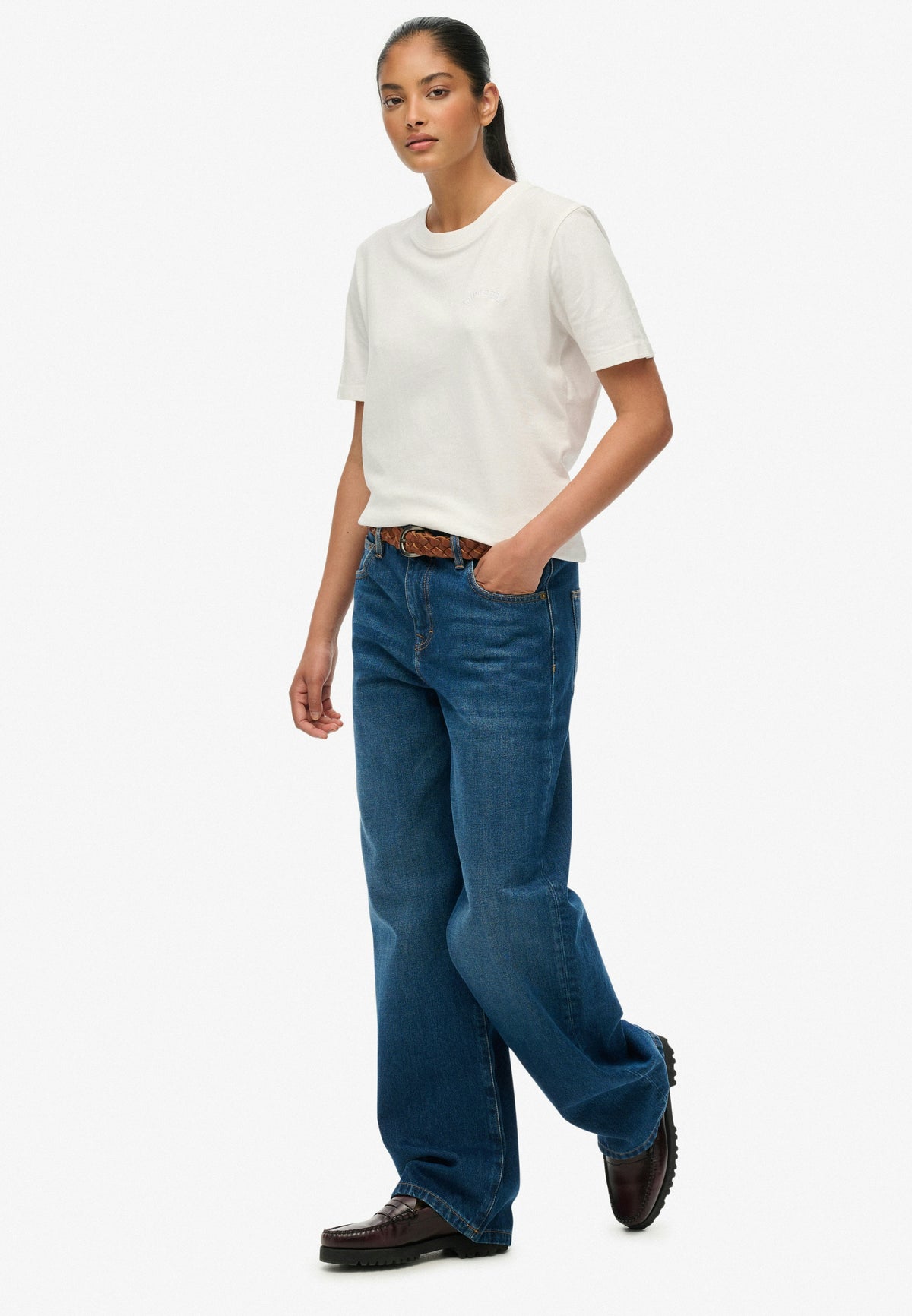 Organic Cotton Mid Rise Wide Leg Jeans