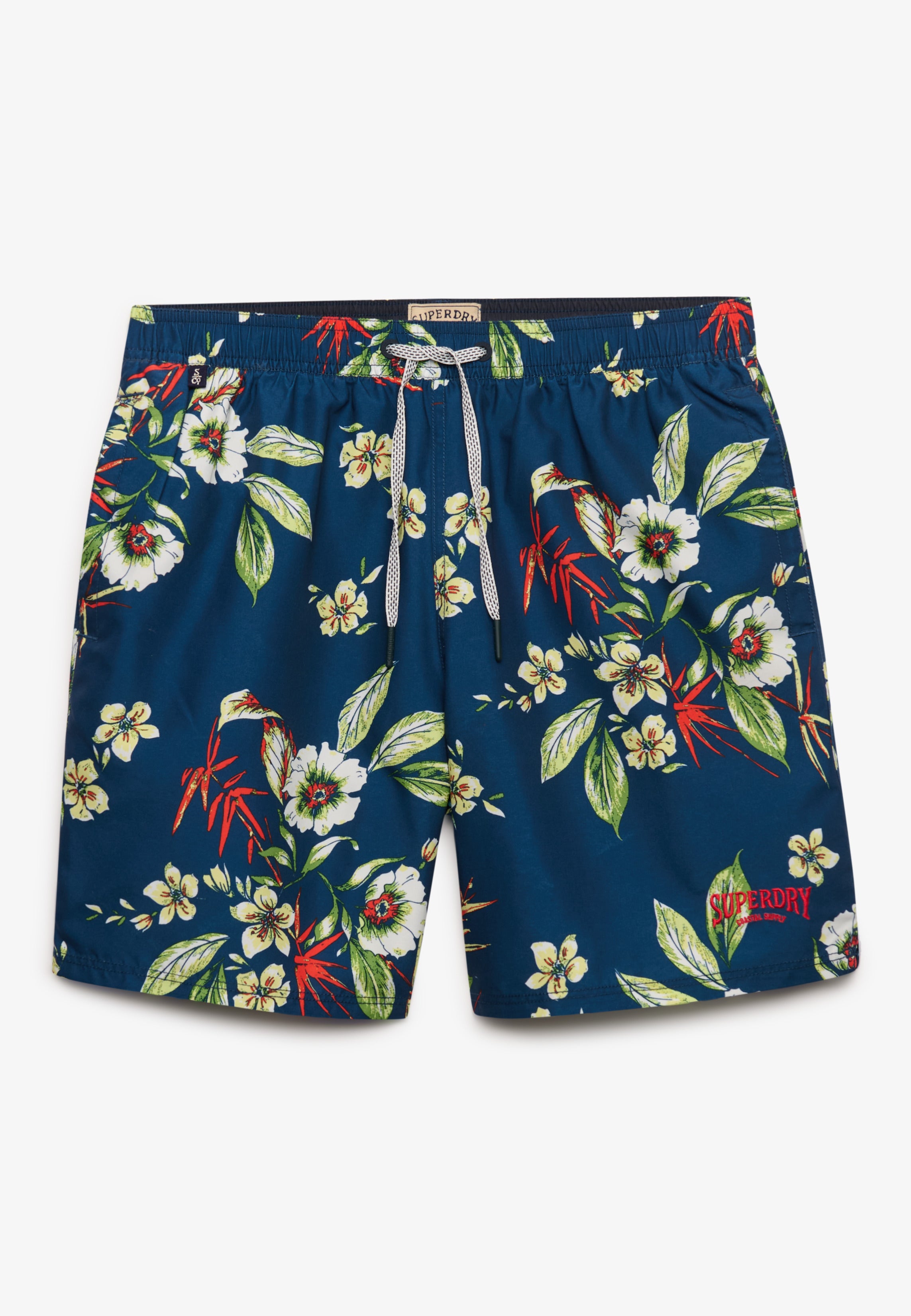 Hawaiian Print 16-inch Swim Shorts