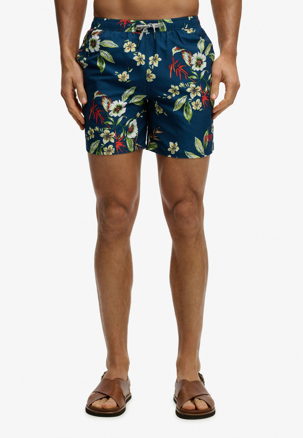 Hawaiian Print 16-inch Swim Shorts