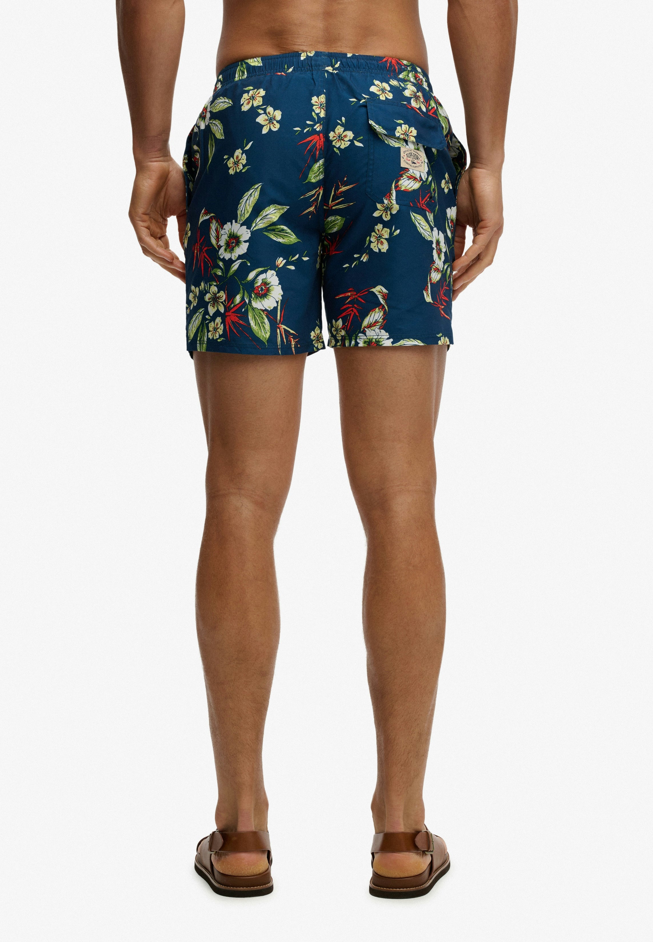 Hawaiian Print 16-inch Swim Shorts