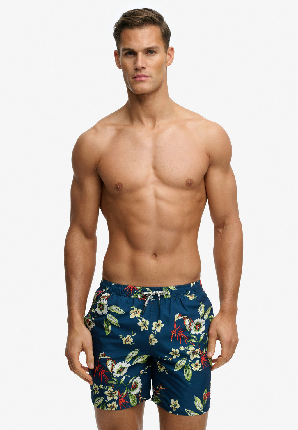 Hawaiian Print 16-inch Swim Shorts