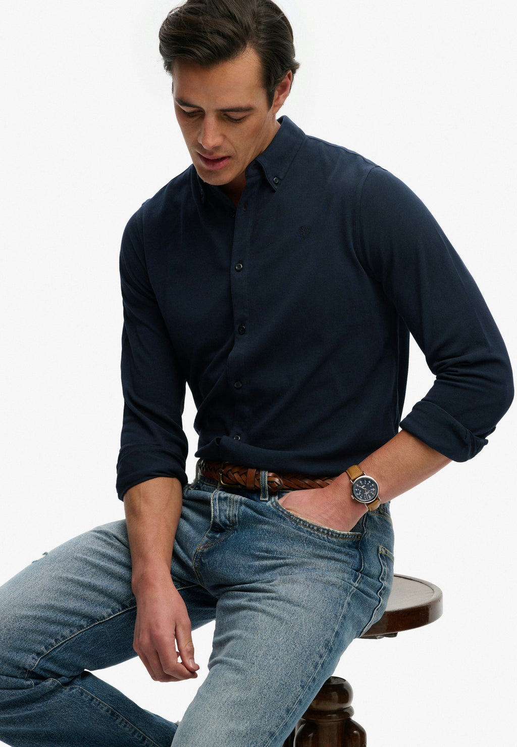 Vintage Destroy Pique Long Sleeve Shirt