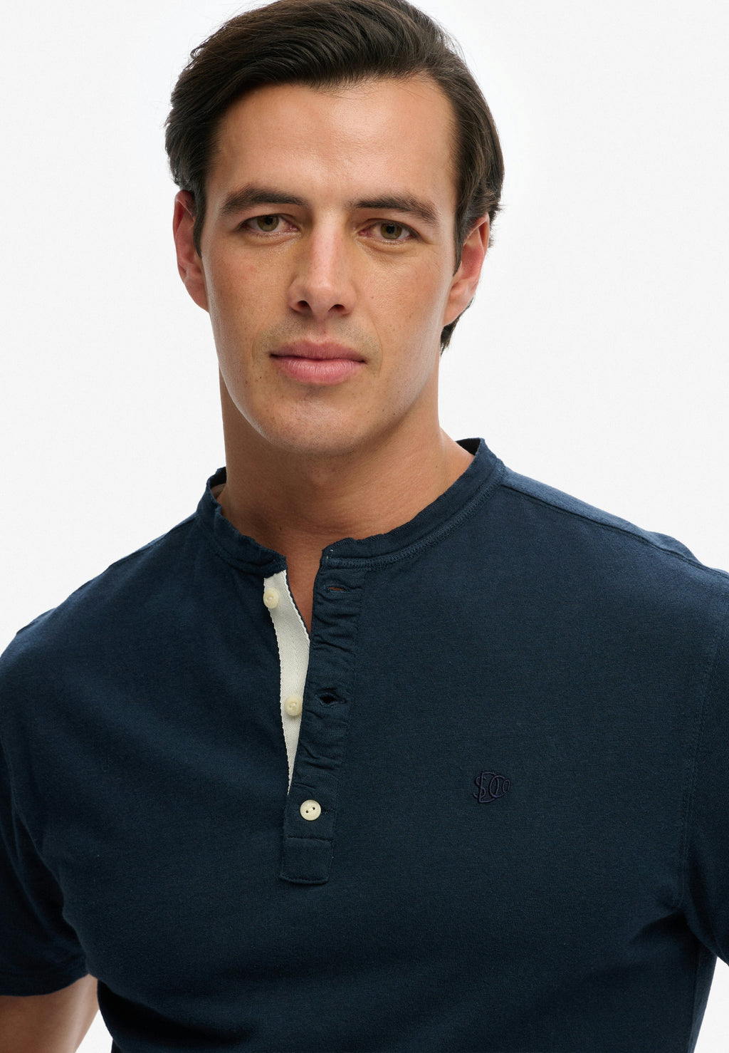 Classic Cotton Linen Short Sleeve Henley T-shirt