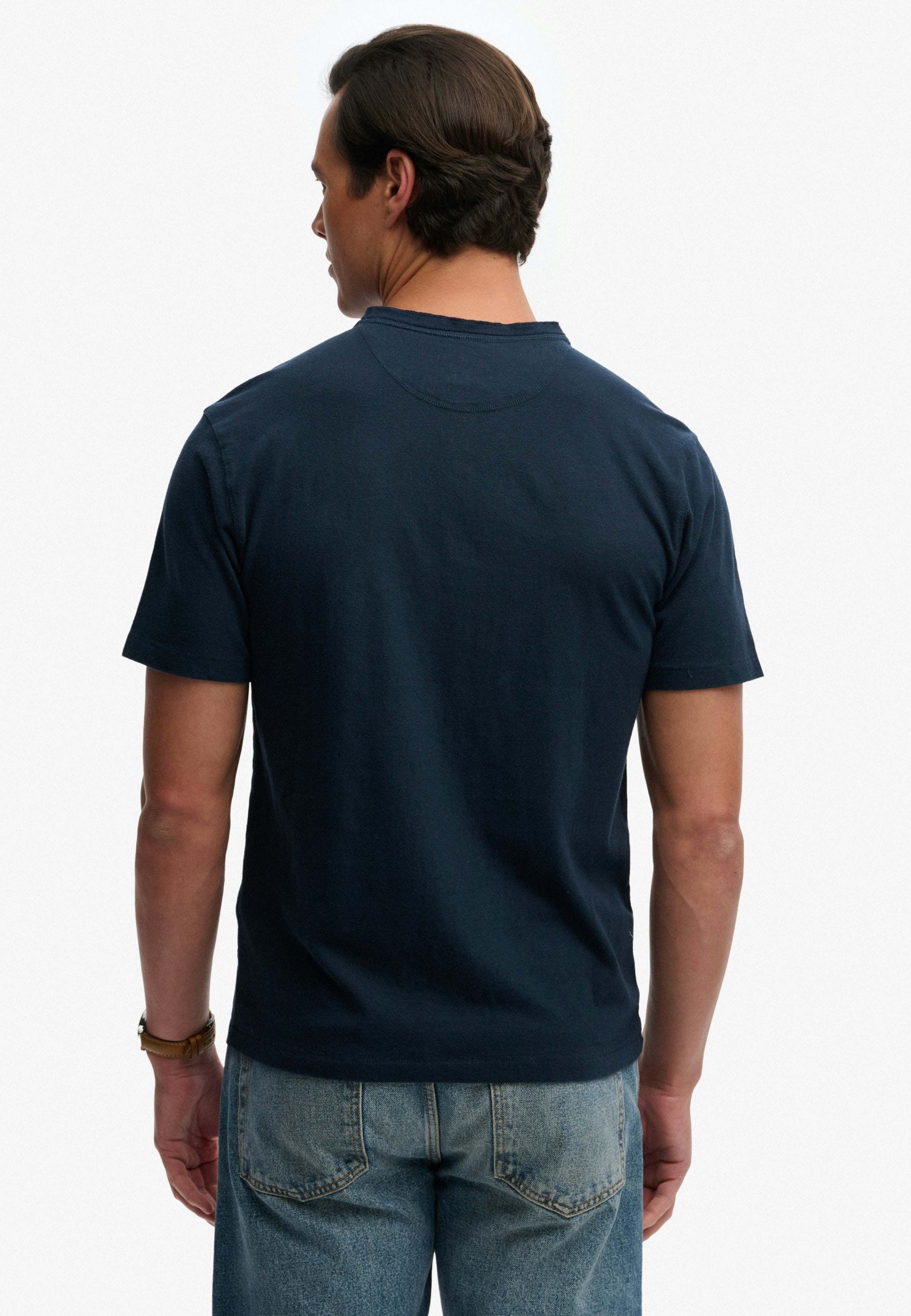 Classic Cotton Linen Short Sleeve Henley T-shirt