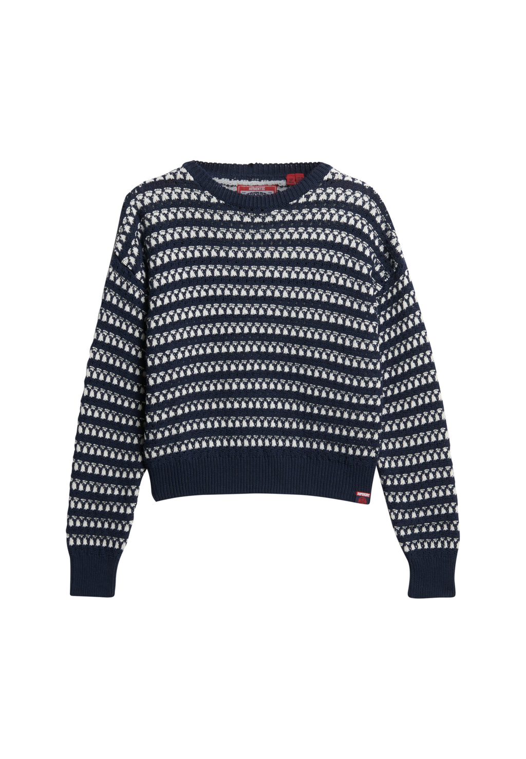 Stripe Crochet Cropped Crew