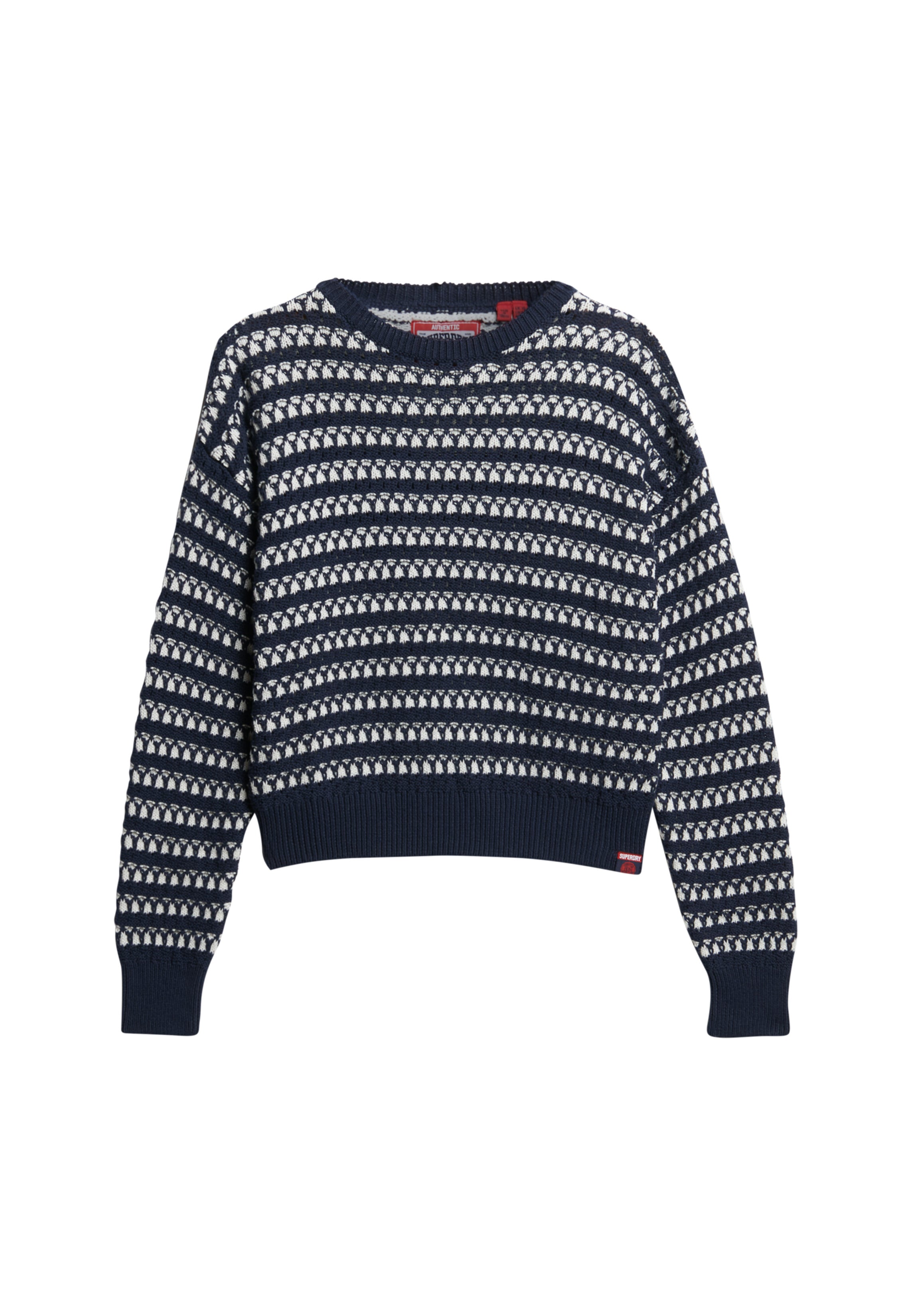 Stripe Crochet Cropped Crew