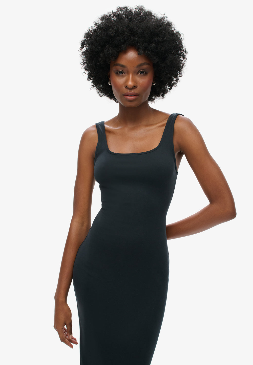 Square Neck Jersey Midi Dress
