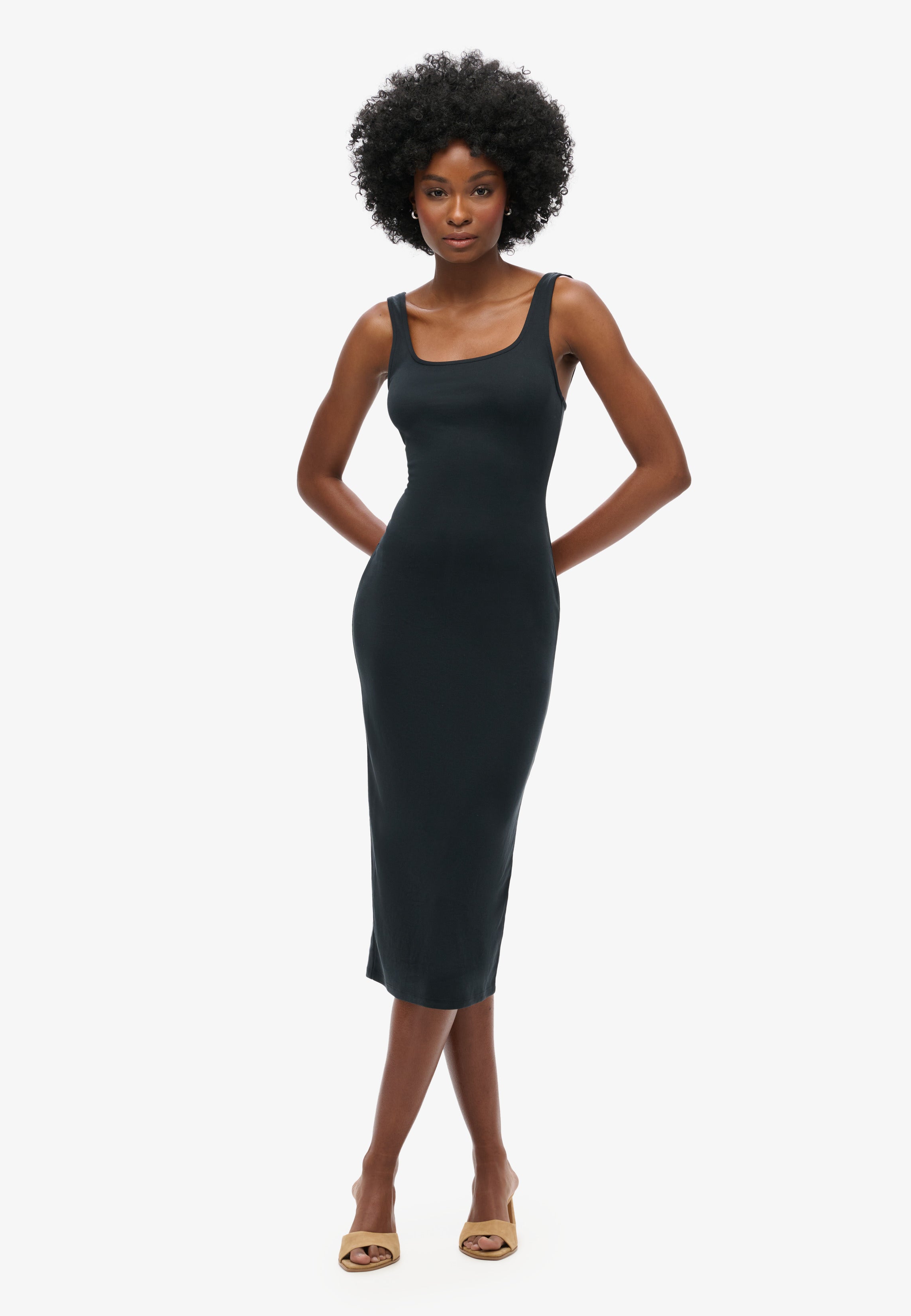Square Neck Jersey Midi Dress