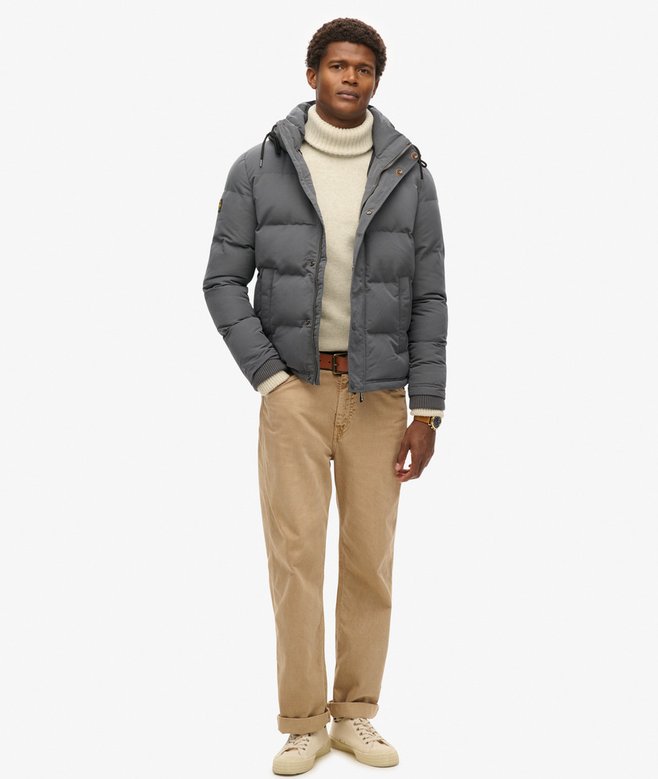 Everest Short Hooded Puffer in Charcoal