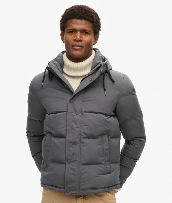 Everest Short Hooded Puffer in Charcoal