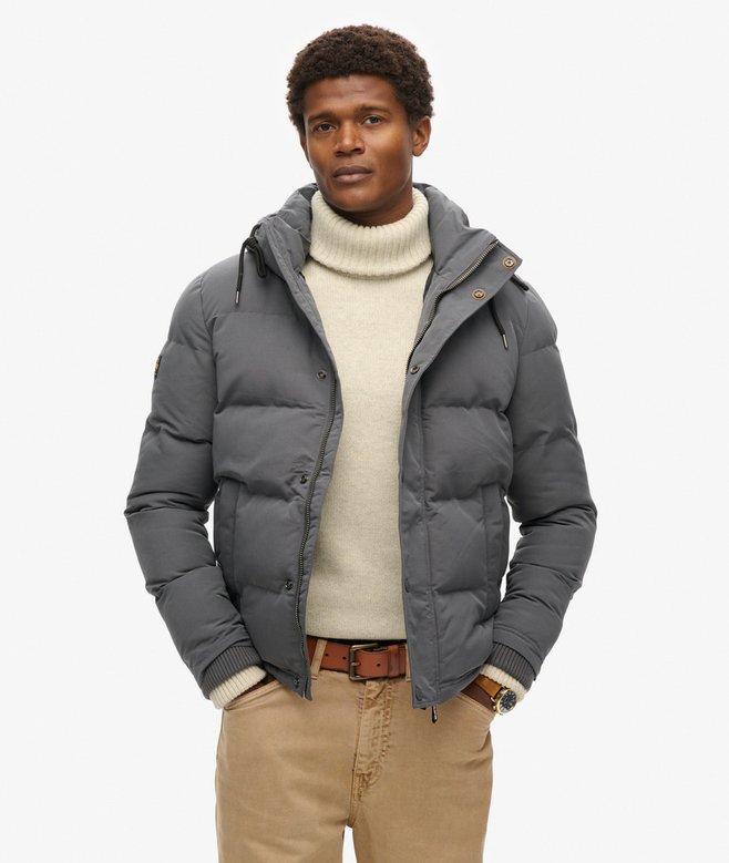 Everest Short Hooded Puffer in Charcoal