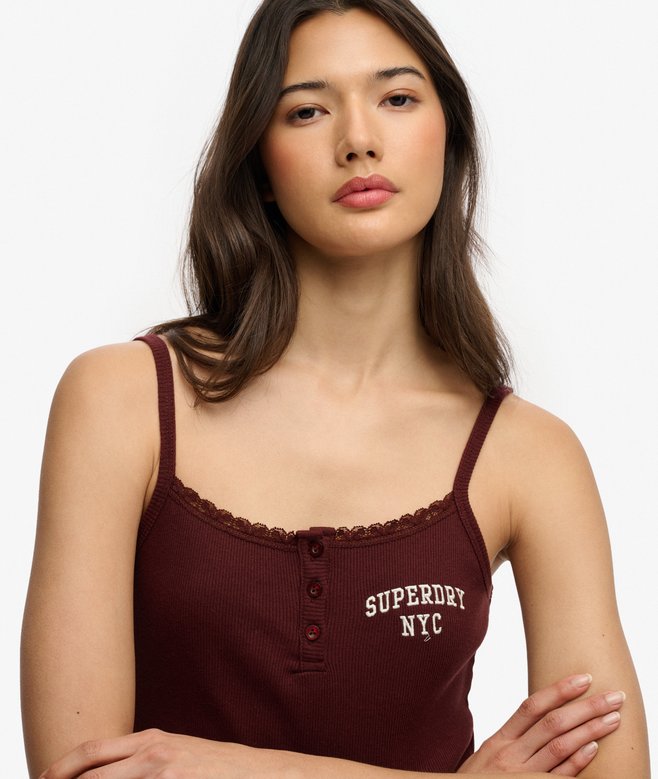 Athletic Essentials Embroidered Button Cami Top
