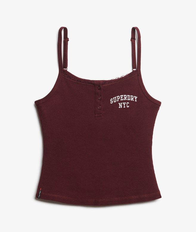 Athletic Essentials Embroidered Button Cami Top
