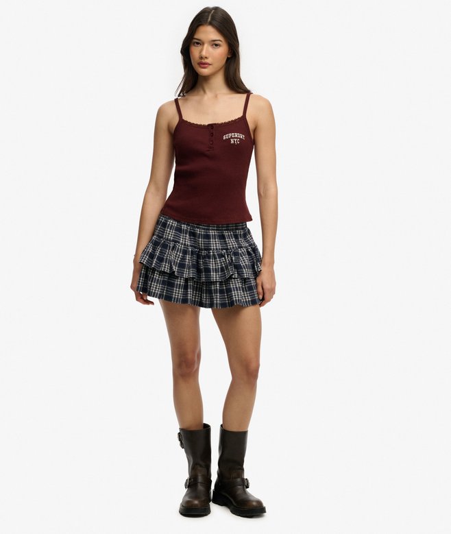 Athletic Essentials Embroidered Button Cami Top